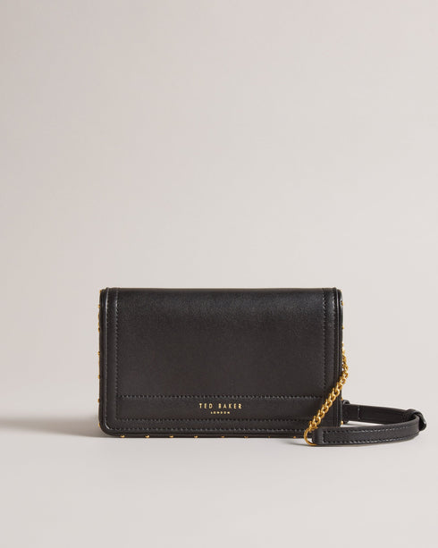 KAHNISA-goods-Carry around your card collection with KAHNISA. This leather purse has all of the card slots and zip compartments you'll ever need, with a fold over cover to keep them safe. The adjustable chain & leather shoulder strap allows for stylish carrying, finished with a studded trim for maximum style. Leather purse Studded trim Zip coin compartment Multiple card slots Foldover cover with magnetic fastening Adjustable chain and leather shoulder strap External zip pocket Dimensions: 10.5cm x 2.5cm- Te